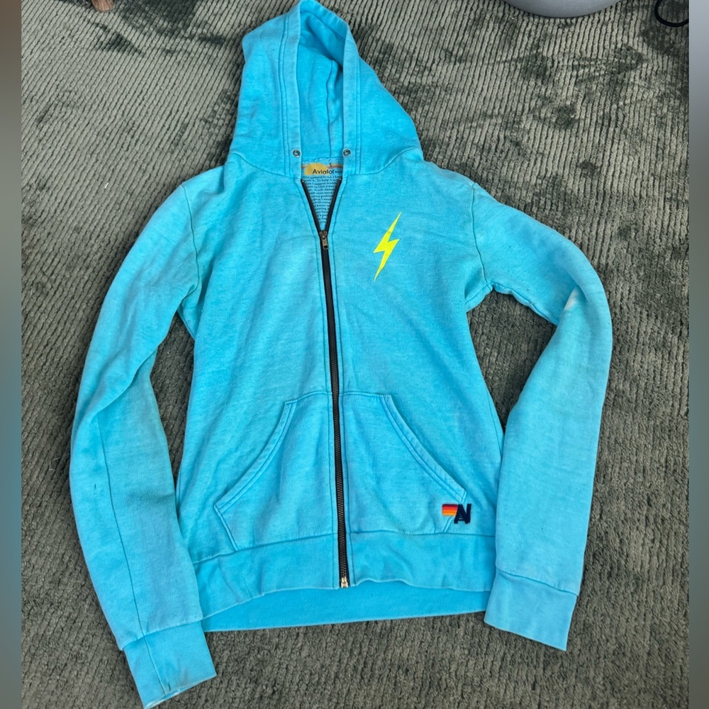 Aviator Nation Blue Lightning Bolt Zip Hoodie (Small)
⚡Made in California, USA ⚡